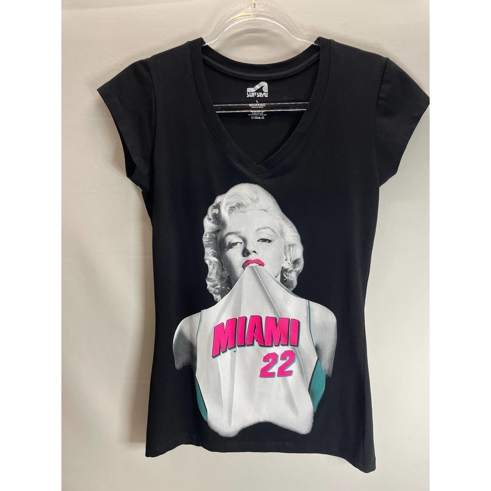 Surf Style Jimmy Bulter Marilyn Mondroe Miami Heat T-shirt Black Short Sleeve L